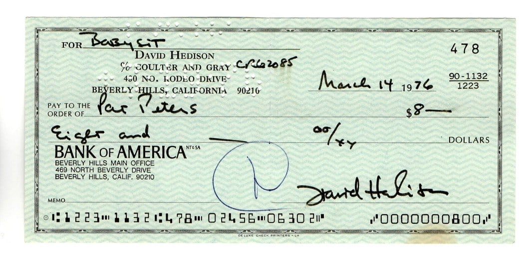 David Hedison Autographed Bank Check JSA Authenticated The Fly Actor (1 of 3)