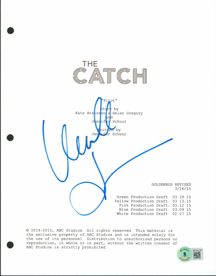 Mireille Enos Signed The Catch Script Cover 8.5x11 Beckett Authenticated (1 of 3)