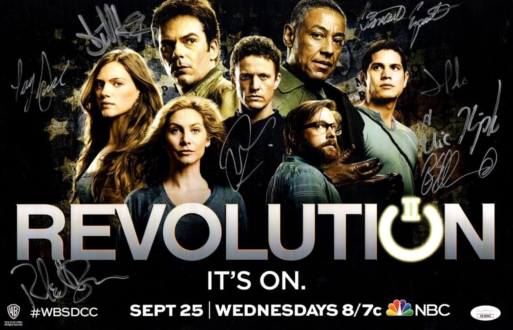 Revolution Cast Autographed 11x17 Poster with 8 Signatures JSA Certified: Revolution Cast Autographed 11x17 Poster with 8 Signatures JSA Certified This captivating 11X17 poster features the autographs of the talented cast from the series Revolution, including Giancarlo Espo