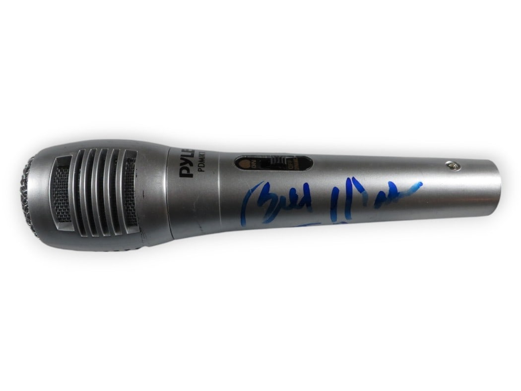 Bill Maher Autographed Microphone Real Time JSA Certified: Bill Maher Autographed Microphone Real Time JSA Certified This is a signed microphone from Bill Maher, the renowned host of 'Real Time.' The autograph has been authenticated by James Spence Authentica