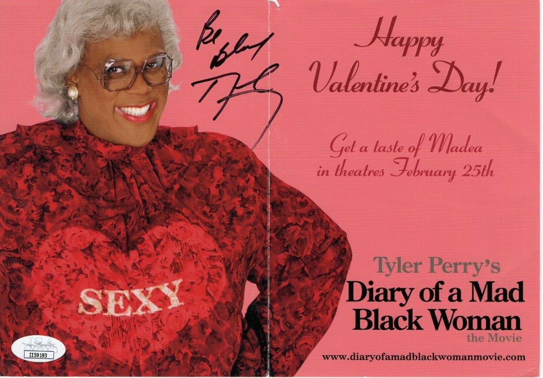 Tyler Perry Signed 7x10 Promotional Card JSA Authenticated Diary of a Mad Black Woman (1 of 2)