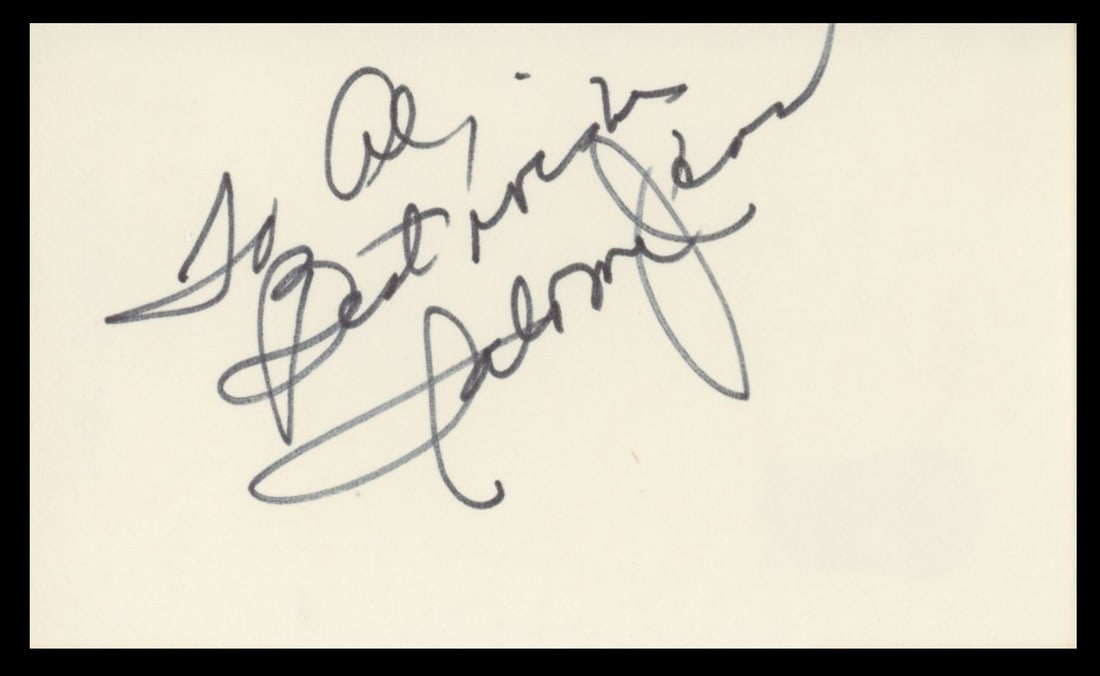 Salome Jens Autographed 3x5 Card Beckett Authenticated Star Trek Deep Space Nine: Salome Jens Autographed 3x5 Card Beckett Authenticated Star Trek Deep Space Nine This 3x5 index card features the personal inscription "To Al, Best Wishes" and is hand-signed by Salome Jens from Star 