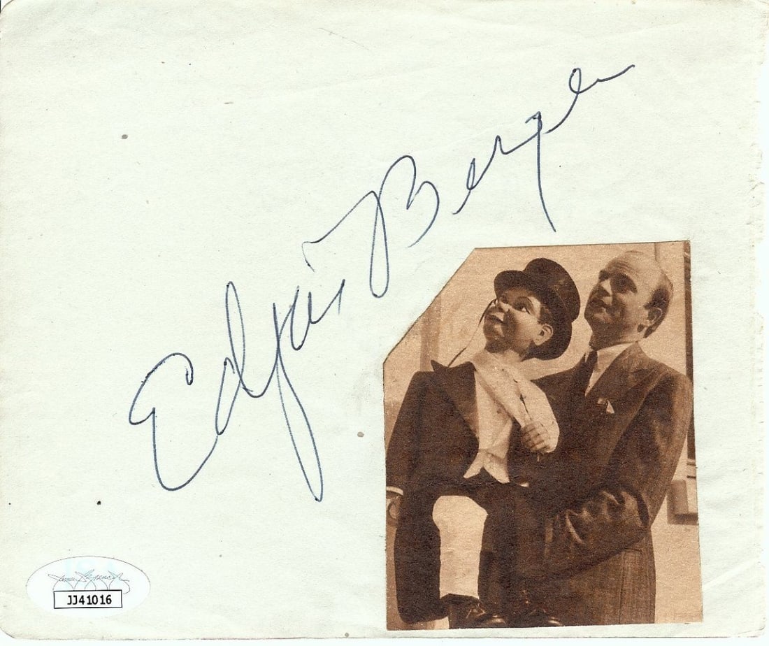 Authentic Edgar Bergen Autograph Cut Signed by Legendary Ventriloquist JSA (1 of 3)