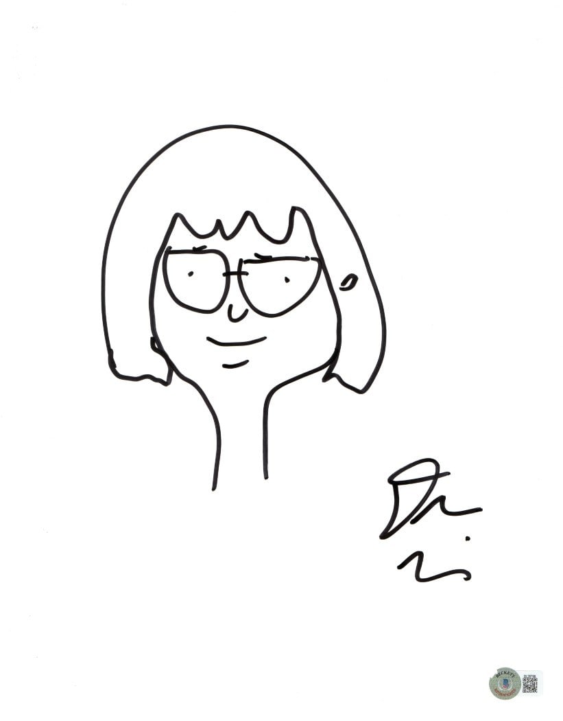 Dan Mintz Signed 11x14 Tina Belcher Sketch With Beckett Authentication (1 of 2)