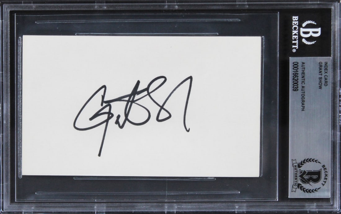 Grant Show Melrose Place Signed 3x5 Index Card Beckett Authenticated (1 of 2)