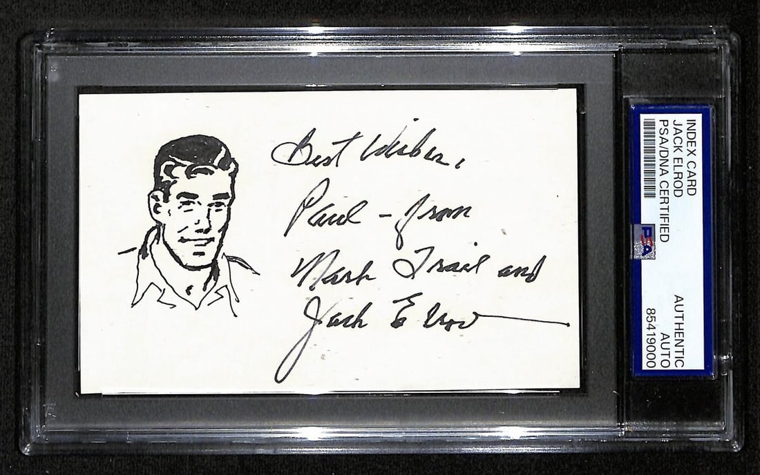 Jack Elrod Signed Inscribed 3x5 Index Card Mark Trail PSA/DNA (1 of 2)