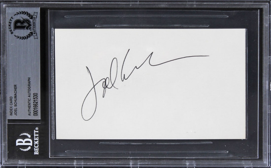 Beckett Slabbed Joel Schumacher Signed 3x5 Index Card (1 of 5)