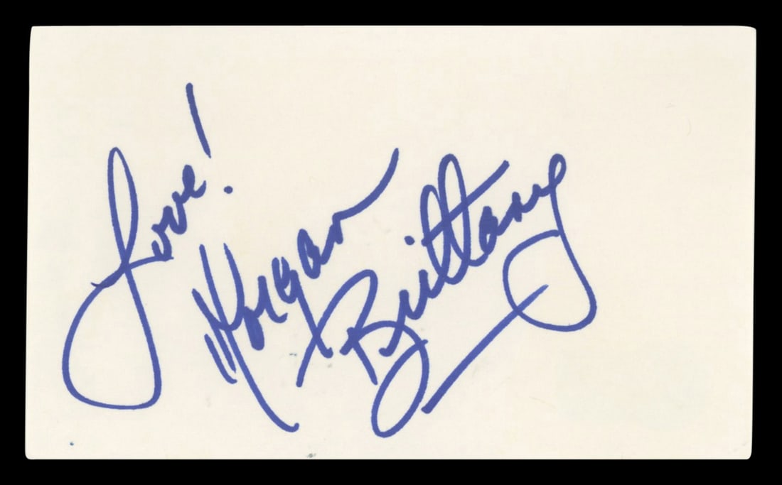Morgan Brittany Dallas Signed 3x5 Index Card with Love! BAS Authenticated: Morgan Brittany Dallas Signed 3x5 Index Card with Love! BAS Authenticated This authentic signed 3x5 index card features the inscription "Love!" and has been personally signed by Morgan Brittany, known