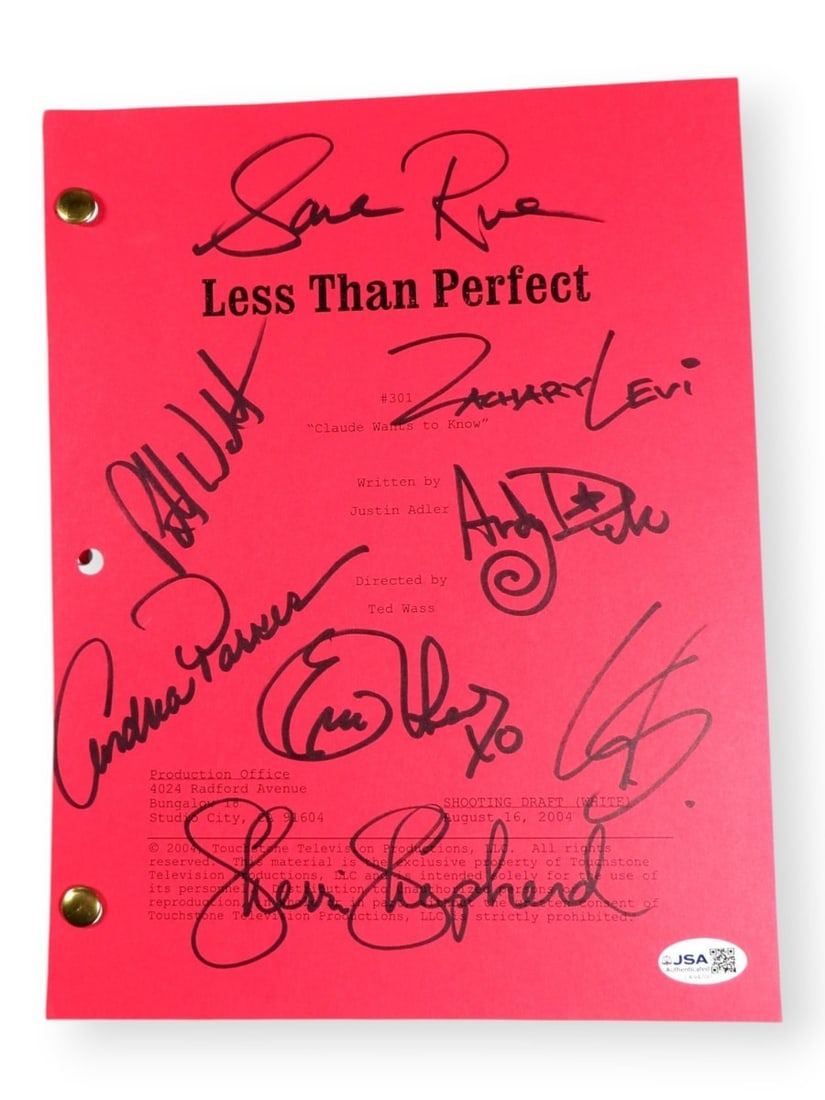 Less Than Perfect cast autographed script JSA signed by Levi Warburton Rue (1 of 3)
