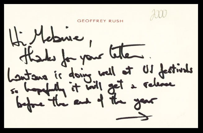 Geoffrey Rush Signed Pirates Of The Caribbean Note BAS Authenticated 4x6.25 (1 of 2)