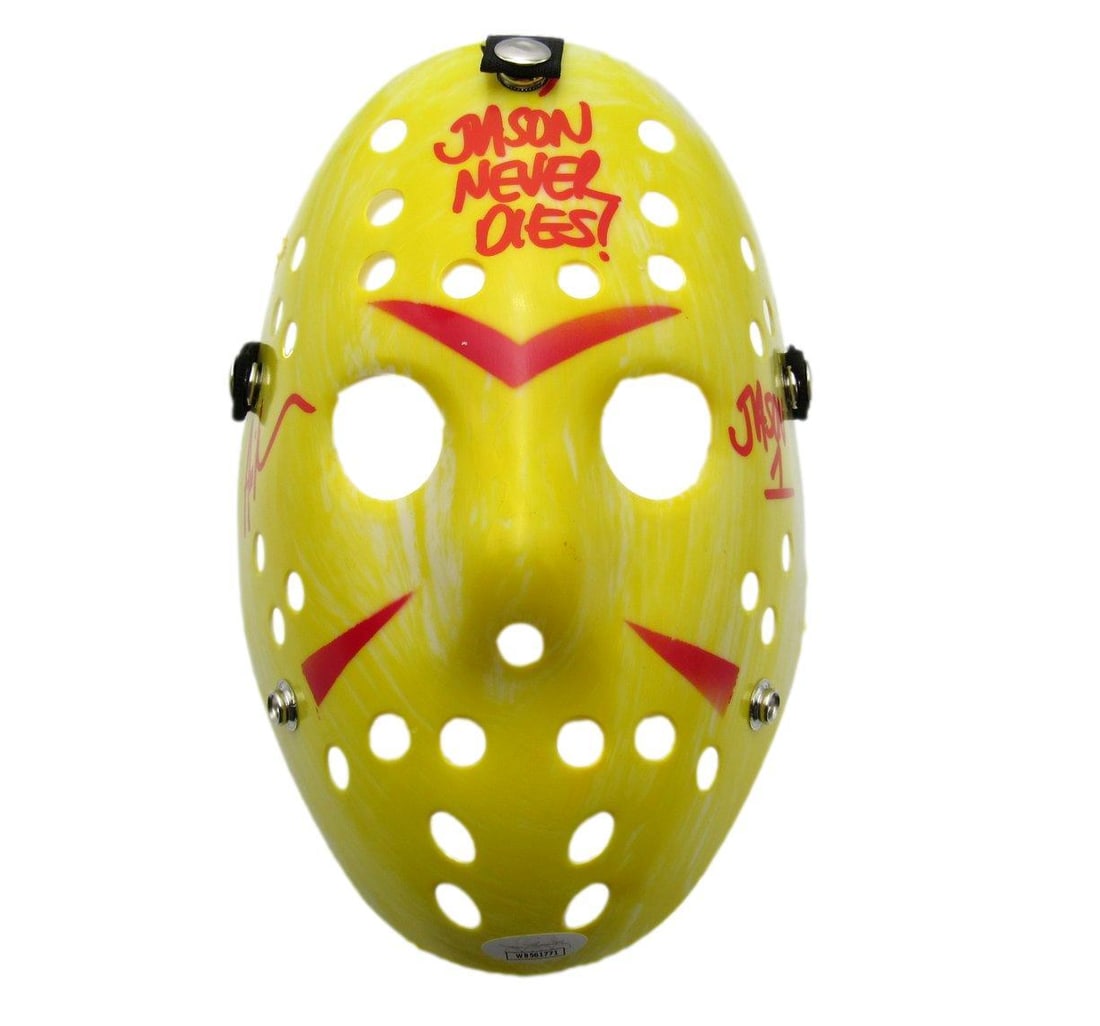 Ari Lehman Autographed Yellow and Red Mask with Inscription JSA Authenticated (1 of 3)