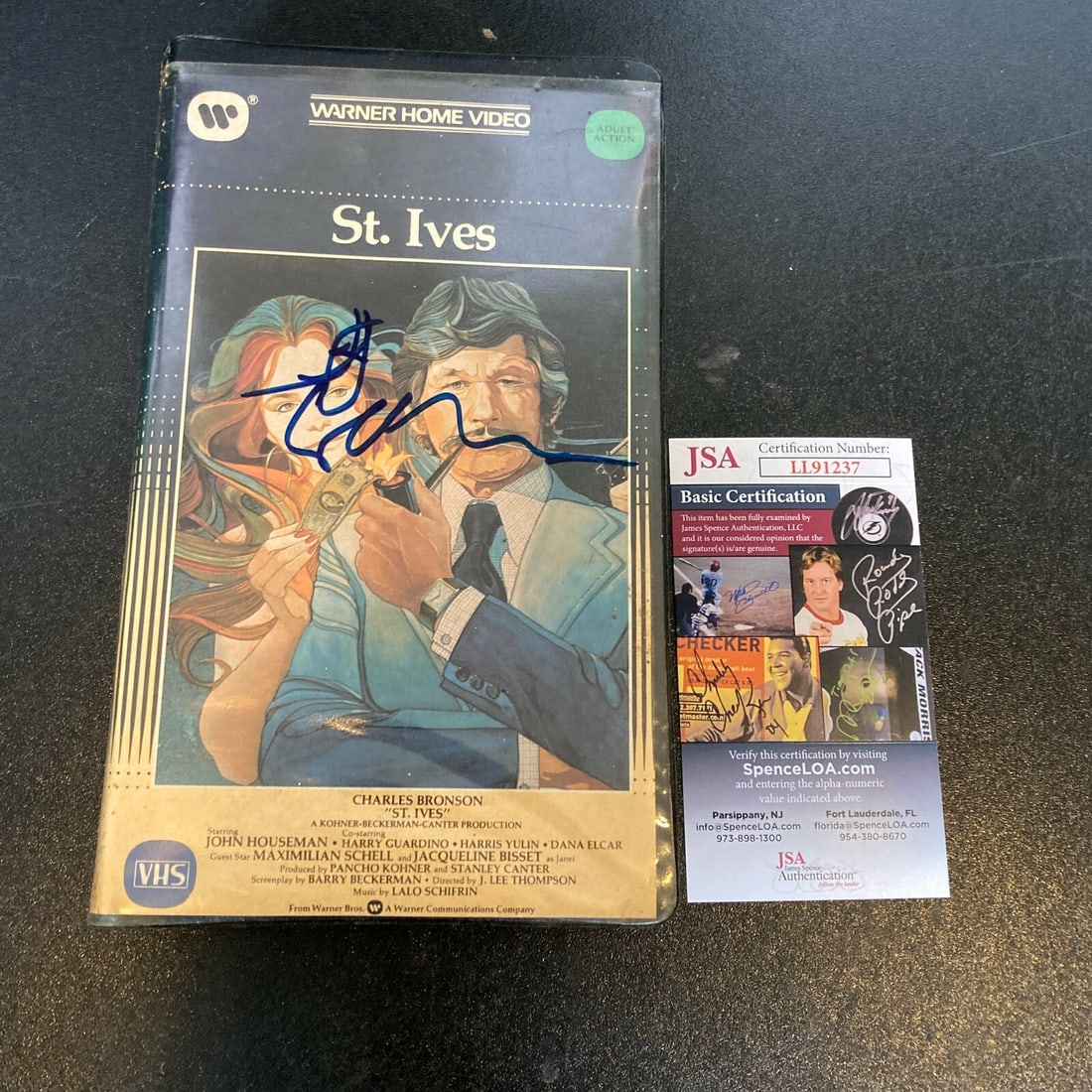 Jeff Goldblum Signed St. Ives VHS Movie with JSA COA: Jeff Goldblum Signed St. Ives VHS Movie with JSA COA Celebrate a classic film with this Jeff Goldblum signed VHS copy of 'St. Ives.' This authentic autograph has been verified by James Spence Authenti