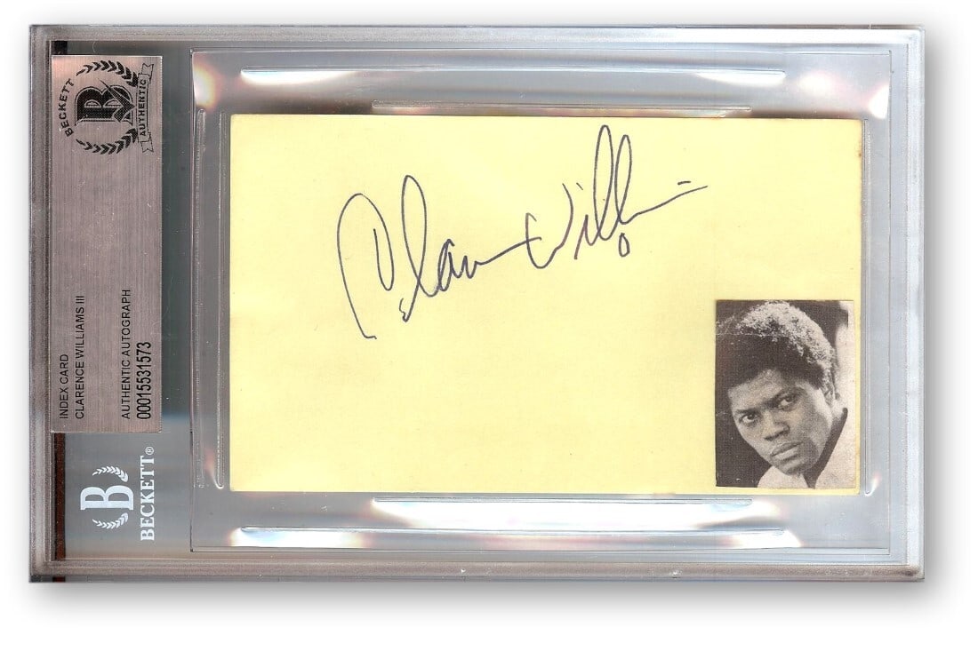 Clarence Williams III Autographed Index Card Mod Squad Beckett Certified: Clarence Williams III Autographed Index Card Mod Squad Beckett Certified This original, autographed index card features the signature of Clarence Williams III, best known for his role as Linc Hayes in