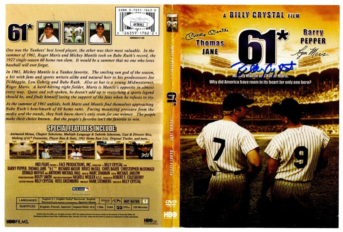 Billy Crystal Autographed DVD Cover 61 Director JSA Authenticated: Billy Crystal Autographed DVD Cover 61 Director JSA Authenticated This original DVD cover features the signature of Billy Crystal, known for his work in film and comedy. The item has been authenticate