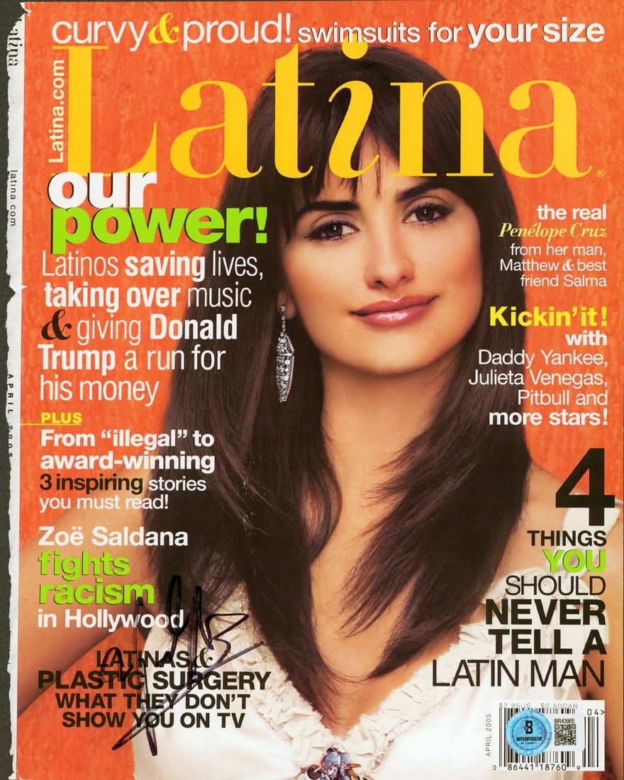 Penelope Cruz Signed Latina April 2005 Magazine Cover BAS Authenticated (1 of 2)