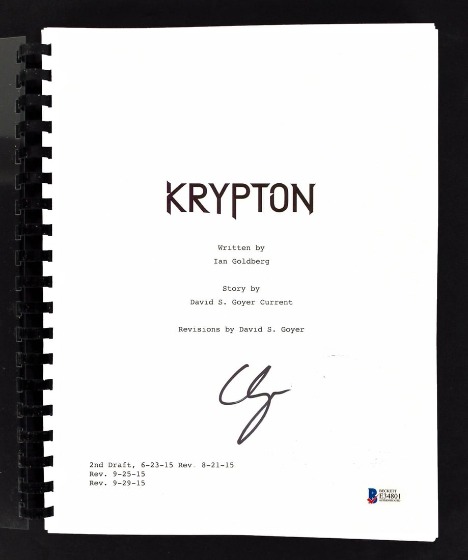 Signed Krypton pilot episode replica TV script by Cameron Cuffe Beckett: Signed Krypton pilot episode replica TV script by Cameron Cuffe Beckett This is a replica pilot episode TV script for the show Krypton, personally signed by Cameron Cuffe. The autograph has been authe