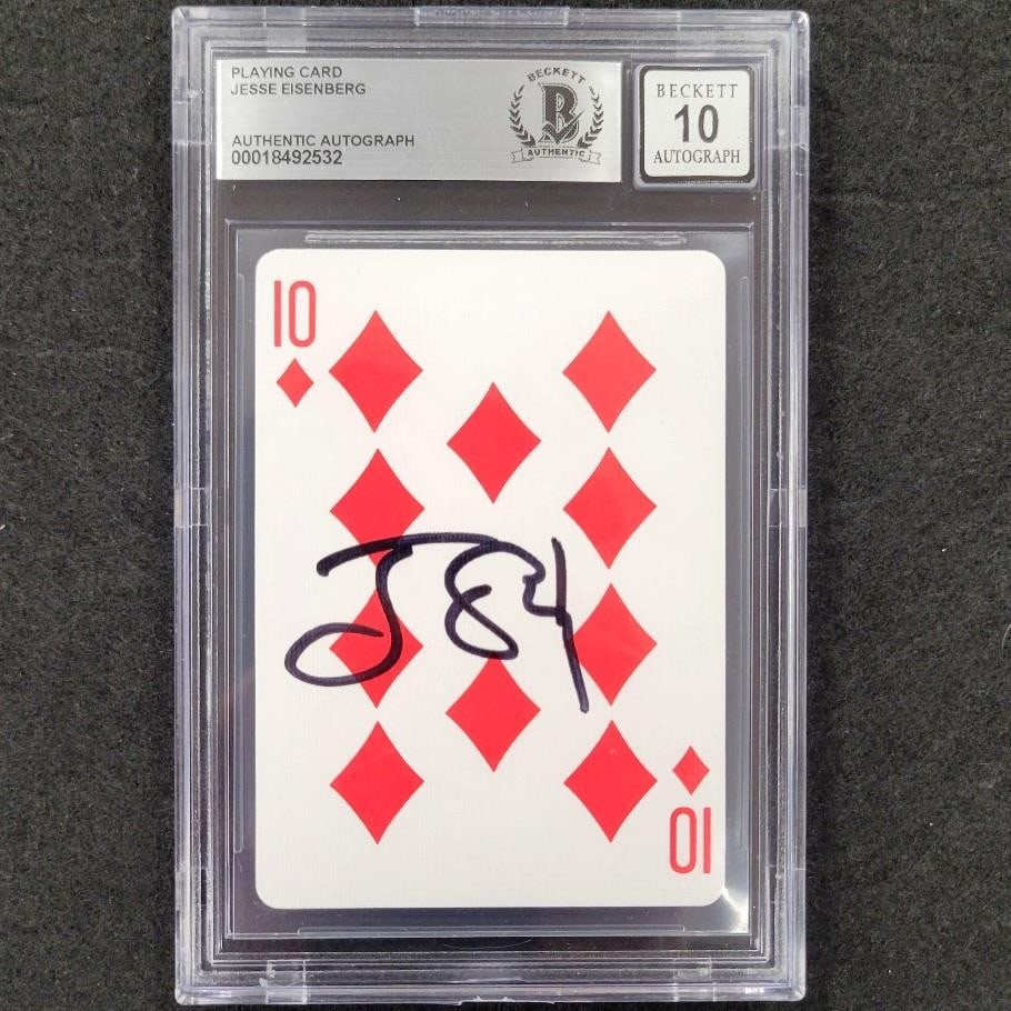 Jesse Eisenberg Signed 10 of Diamonds Now You See Me BAS 10 Auto (1 of 2)