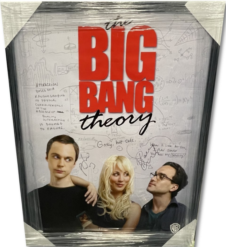 Framed Big Bang Theory poster signed by Jim Parsons and Kaley Cuoco JSA (1 of 5)