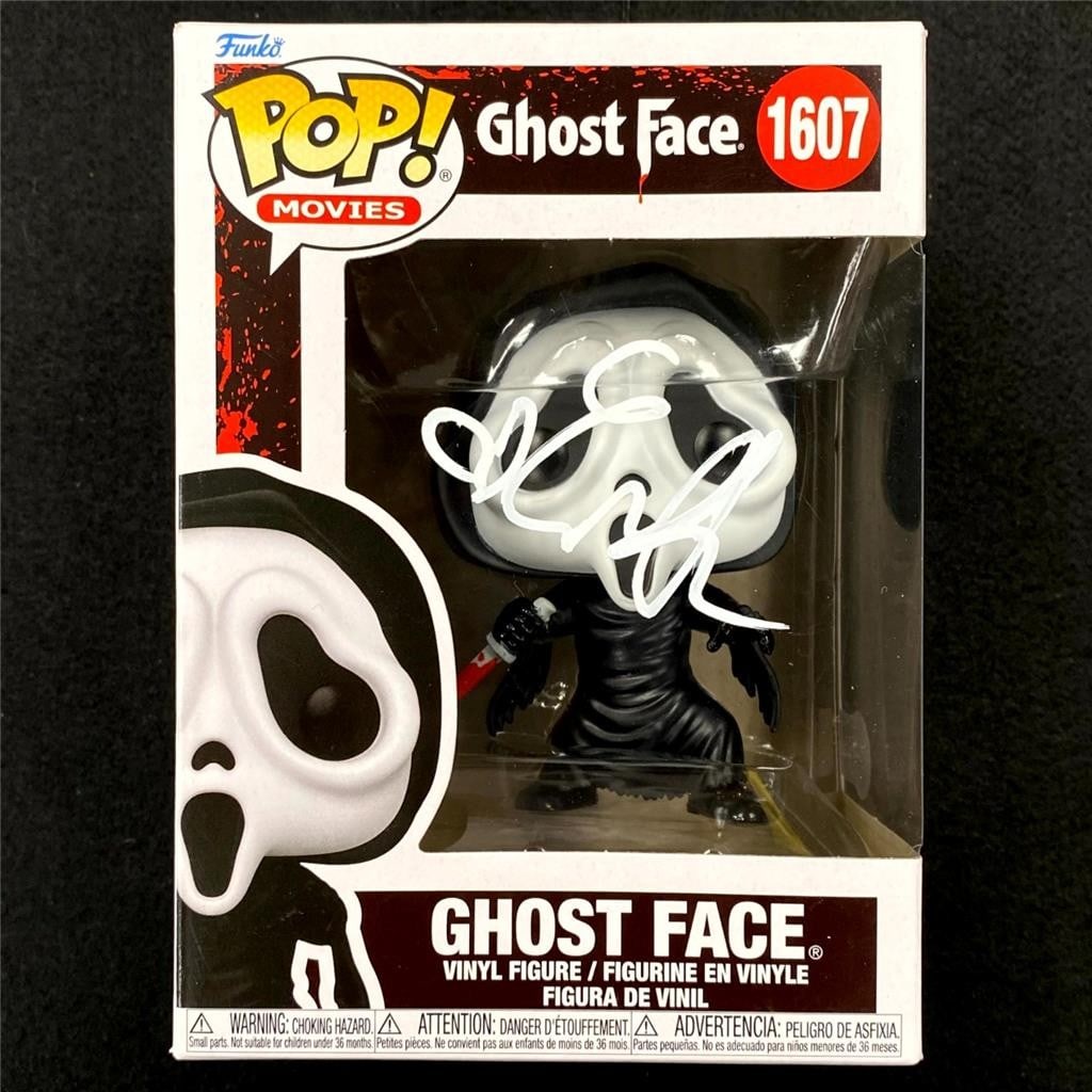 Beckett BAS signed Emma Roberts Ghost Face Funko Pop 1607: Beckett BAS signed Emma Roberts Ghost Face Funko Pop 1607 This is a pre-owned Ghost Face Scream Funko Pop #1607 featuring an authentic autograph by Emma Roberts. The signature has been authenticated b
