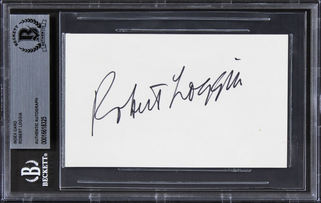 Robert Loggia Signed Scarface 3x5 Card Beckett Authenticated Slabbed Autograph: Robert Loggia Signed Scarface 3x5 Card Beckett Authenticated Slabbed Autograph This 3x5 index card has been personally signed by Robert Loggia, known for his role in Scarface. The autograph is authent