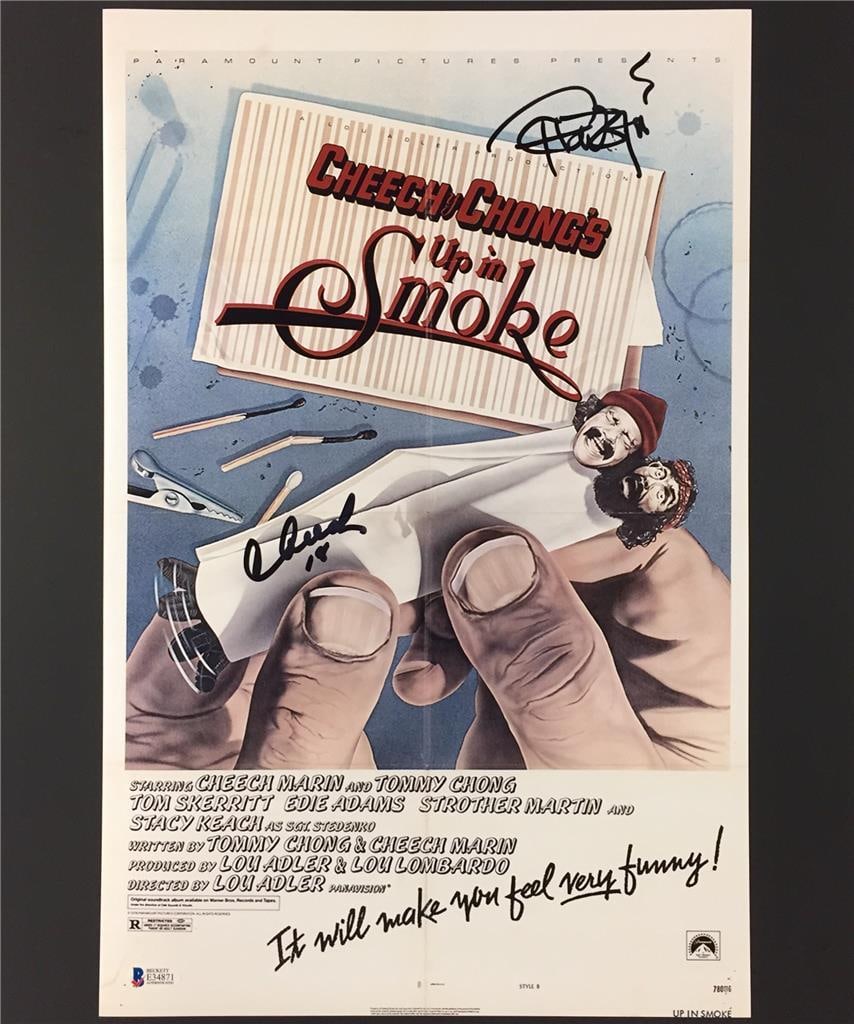 Signed Up in Smoke 11x17 Poster Photo Cheech & Chong Beckett Authenticated: Signed Up in Smoke 11x17 Poster Photo Cheech & Chong Beckett Authenticated This 11x17 movie poster photo from 'Up In Smoke' is signed by Cheech & Chong. The autograph is authenticated by Beckett and t