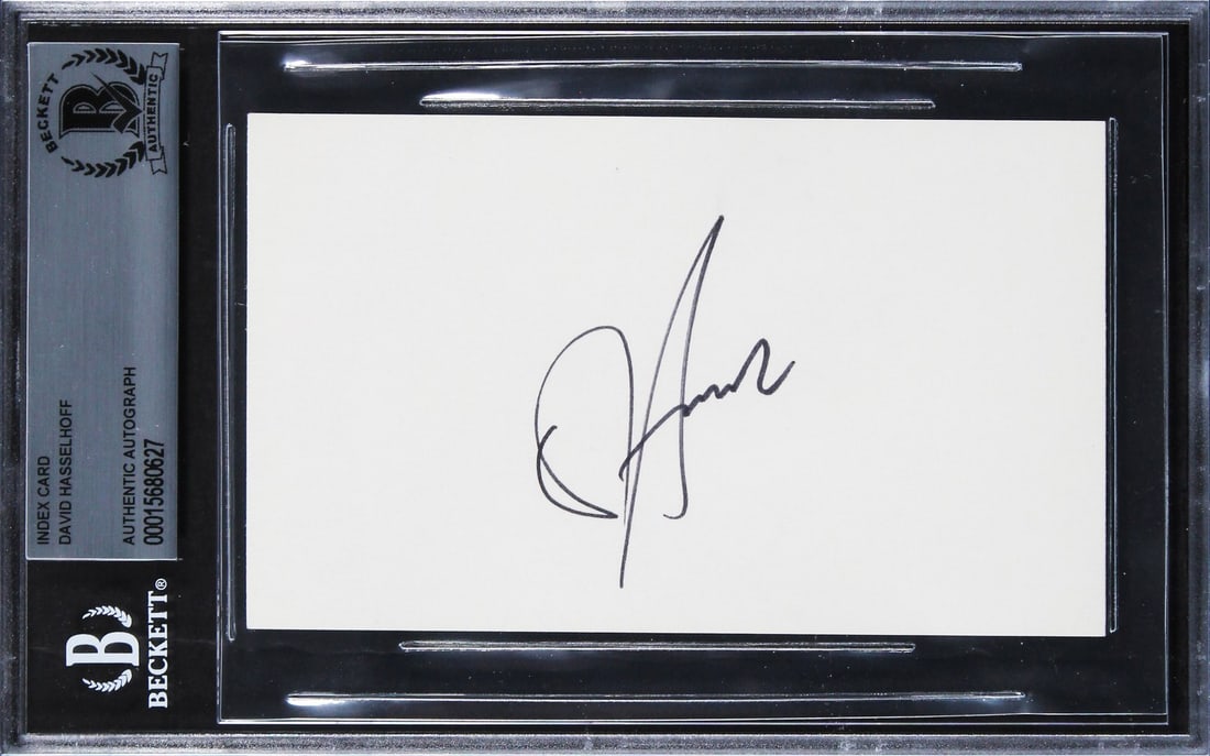 David Hasselhoff Signed 3x5 Index Card Beckett Authenticated Knight Rider Slab (1 of 5)