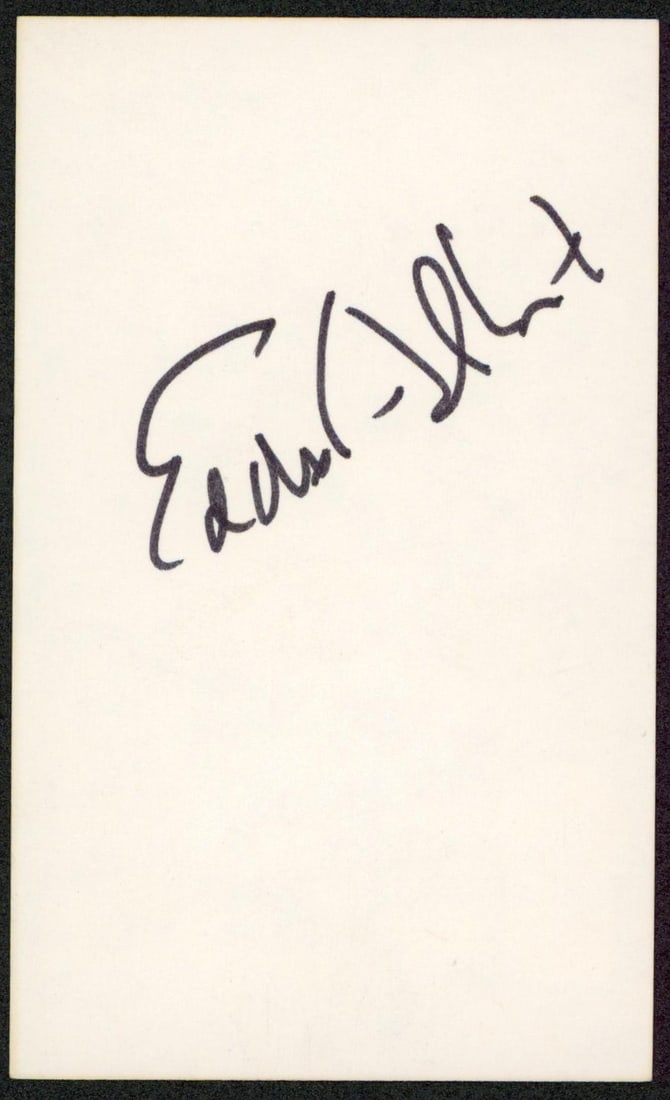 Beckett Authenticated Eddie Albert Green Acres 3x5 Signed Index Card (1 of 2)