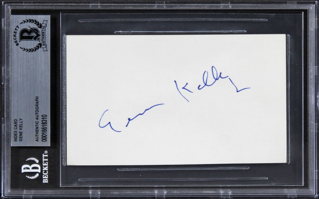 Beckett Authenticated Gene Kelly Signed 3x5 Card from Singing in the Rain (1 of 2)