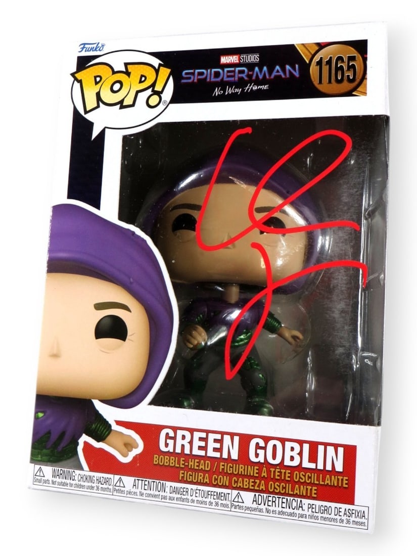 Willem Dafoe Signed Funko POP Green Goblin JSA Authenticated: Willem Dafoe Signed Funko POP Green Goblin JSA Authenticated This is an original Funko POP! figure of the Green Goblin, personally autographed by Willem Dafoe. The signature has been authenticated by 