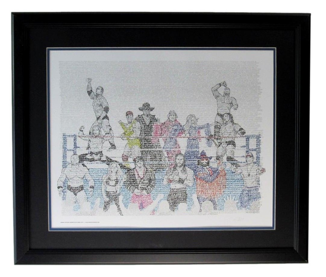 Framed Wrestlemania Word Art 16x20 Color Print Entertainment Photo (1 of 1)
