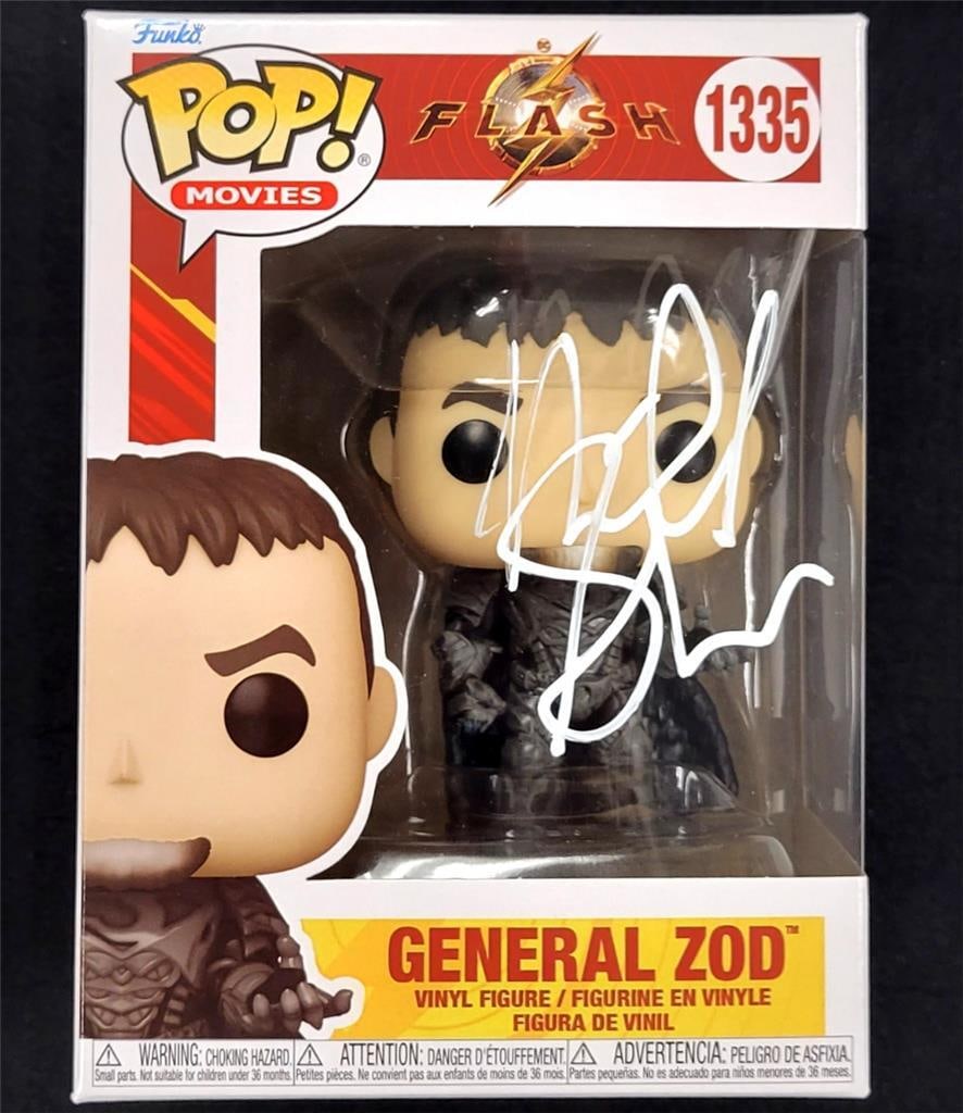 Funko Pop General Zod The Flash Signed by Michael Shannon Beckett Authenticated: Funko Pop General Zod The Flash Signed by Michael Shannon Beckett Authenticated This is an original General Zod Funko Pop! collectible from the movie The Flash, signed by Michael Shannon. The autograp