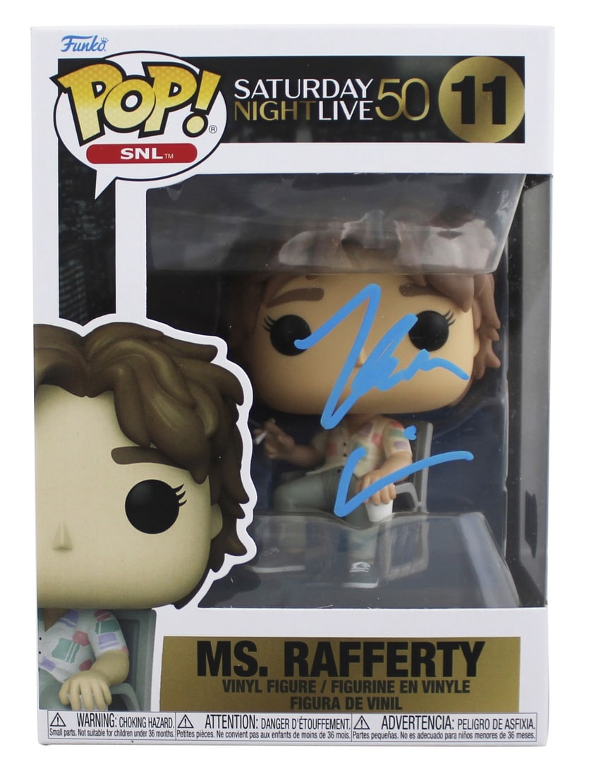 Beckett Authenticated Kate McKinnon Ms Rafferty Funko Pop #11: Beckett Authenticated Kate McKinnon Ms Rafferty Funko Pop #11 This is an original Ms. Rafferty #11 Funko Pop Vinyl Figure from Saturday Night Live, personally signed by Kate McKinnon. The autograph is
