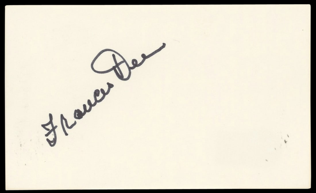 Frances Dee Signed 3x5 Index Card Little Women BAS Authenticated (1 of 5)