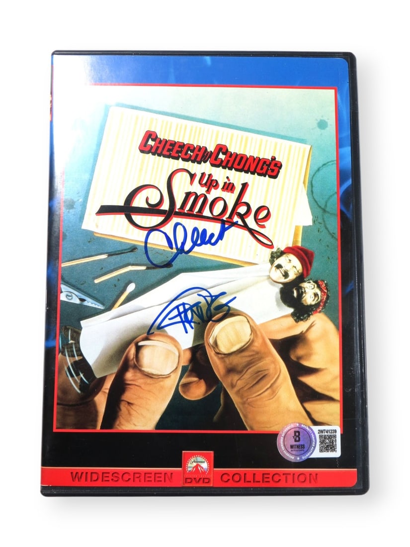 Up in Smoke DVD Cover Signed by Cheech Marin and Tommy Chong Beckett Authenticated: Up in Smoke DVD Cover Signed by Cheech Marin and Tommy Chong Beckett Authenticated This is a pre-owned DVD cover for "Up in Smoke," personally signed by Cheech Marin and Tommy Chong. The autographs ar