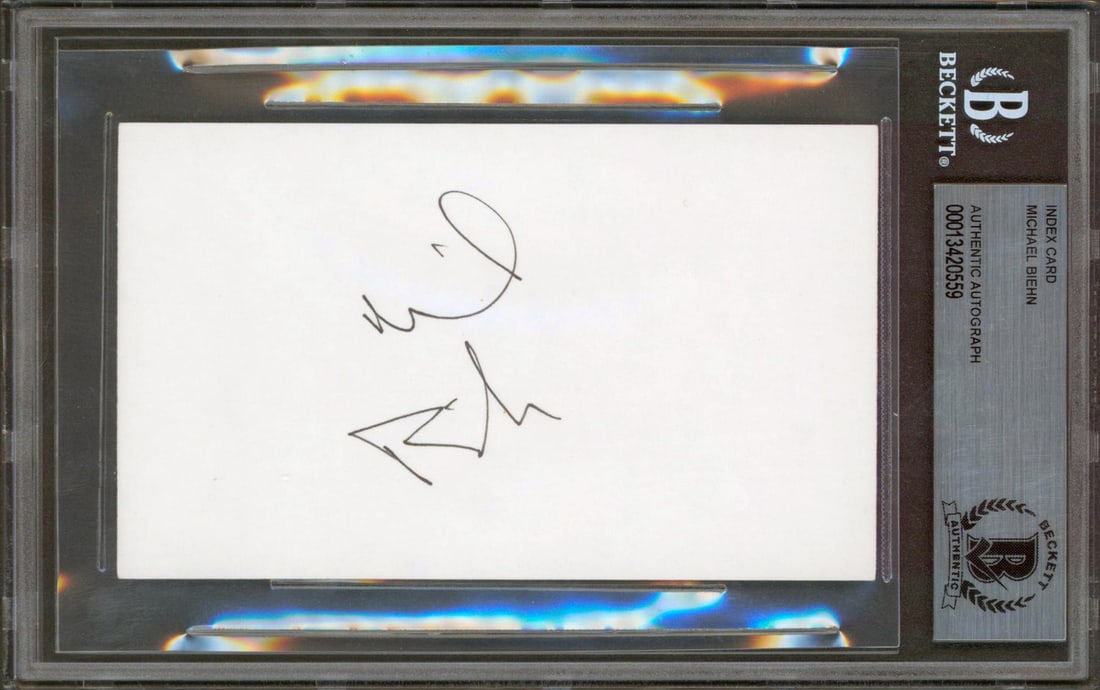 Slabbed Beckett Authenticated Michael Biehn Signed 3x5 Card Terminator (1 of 2)