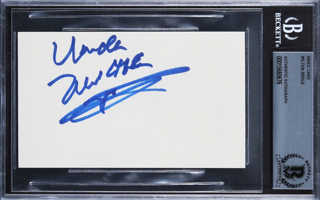 Beckett slabbed Milton Berle signed 3x5 index card (1 of 5)