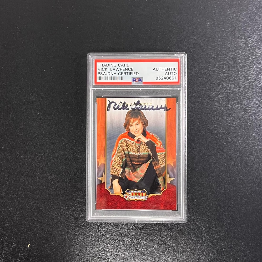 2009 Panini Vicki Lawrence Signed Card PSA/DNA Authenticated: 2009 Panini Vicki Lawrence Signed Card PSA/DNA Authenticated This listing features a 2009 Panini #38 card signed by Vicki Lawrence. The autograph has been authenticated by PSA/DNA experts and is encap