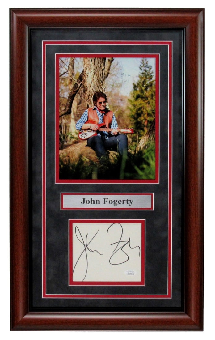Framed John Fogarty Signed Cut Card With Photo Collage JSA Authenticated (1 of 5)