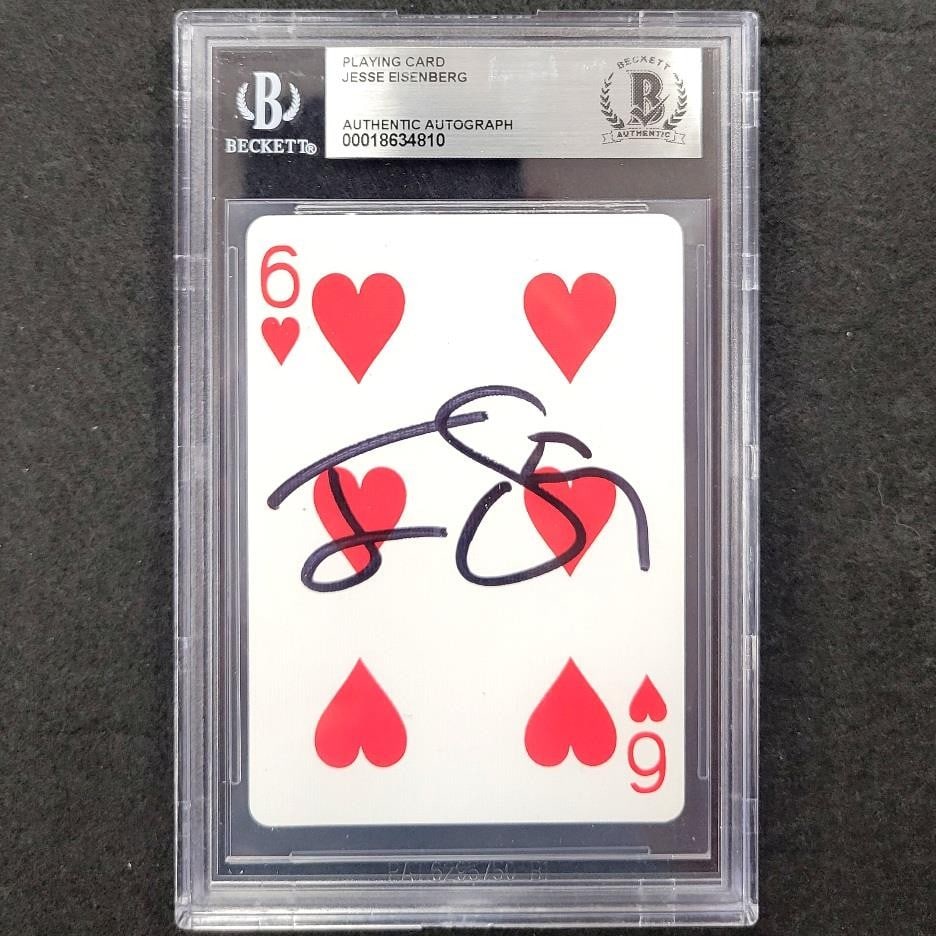 Jesse Eisenberg Signed Heart Playing Card Now You See Me Beckett Authenticated (1 of 2)