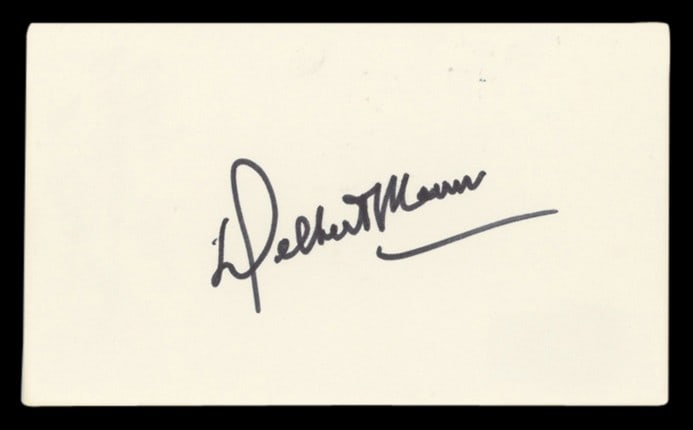Delbert Mann Autographed 3x5 Index Card BAS Authenticated (1 of 2)