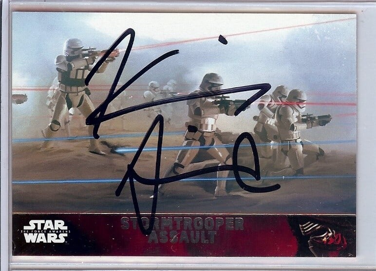 Kevin Smith Autographed Topps Star Wars Force Awakens Card JSA Authenticated: Kevin Smith Autographed Topps Star Wars Force Awakens Card JSA Authenticated This is a Kevin Smith signed Topps card from the Star Wars: Force Awakens series, featuring card number 64. The autograph h