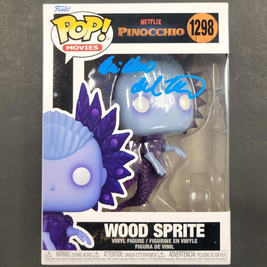 Funko Pop Wood Sprite from Pinocchio signed by Guillermo del Toro Beckett authenticated: Funko Pop Wood Sprite from Pinocchio signed by Guillermo del Toro Beckett authenticated This is an original Funko Pop! figure featuring the Wood Sprite from the movie Pinocchio, signed by Guillermo de