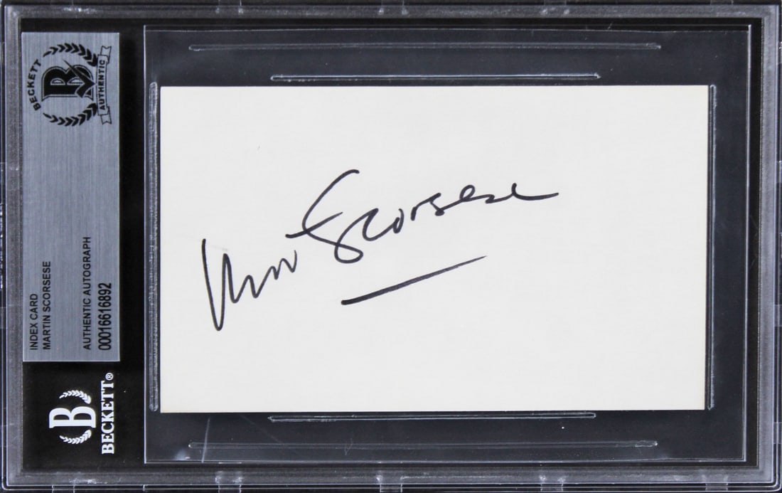 Martin Scorsese Signed 3x5 Index Card Beckett Authenticated Goodfellas Autograph: Martin Scorsese Signed 3x5 Index Card Beckett Authenticated Goodfellas Autograph This 3x5 index card has been personally signed by Martin Scorsese, associated with the film Goodfellas. The autograph h