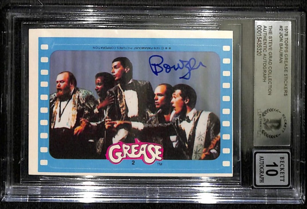 Beckett Auto 10 Jon Bauman Grease 1978 Topps Sticker Card (1 of 1)