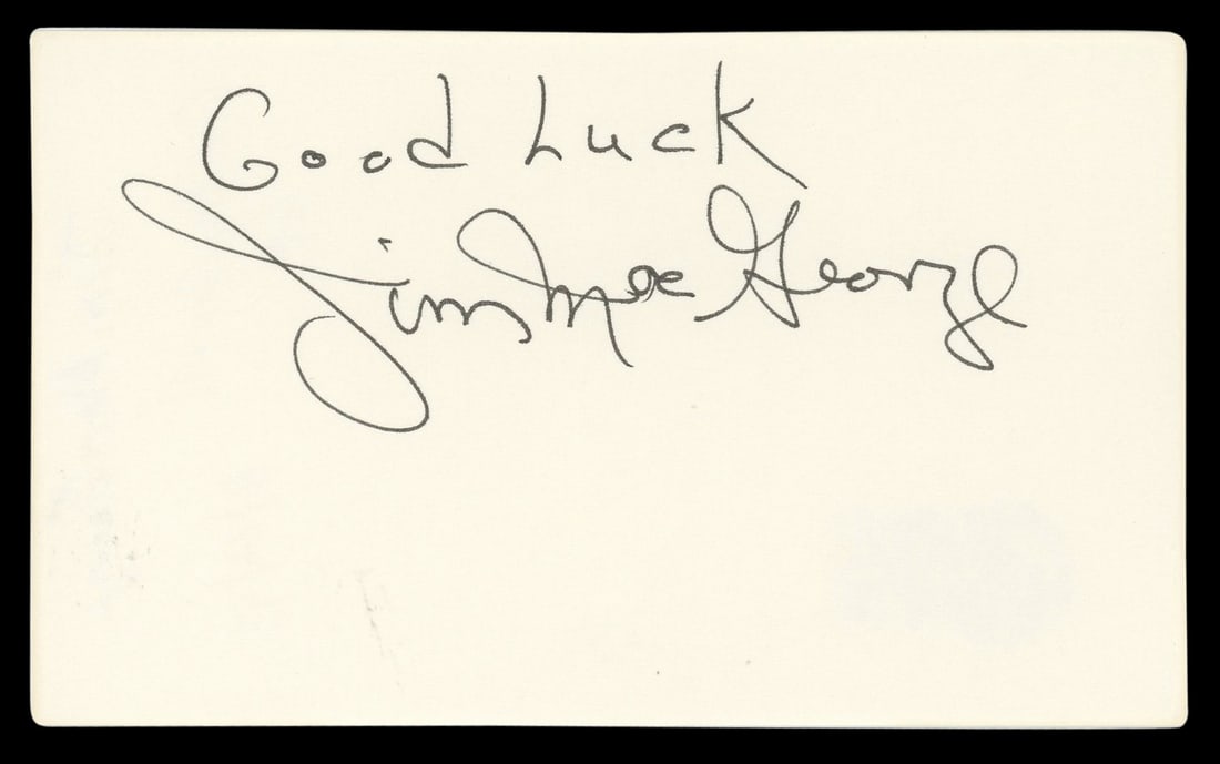 Jim MacArthur Autographed 3x5 Index Card with Good Luck Inscription Beckett Authenticated (1 of 5)