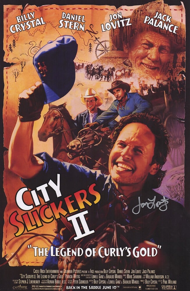 Jon Lovitz Signed City Slickers 2 11x17 Movie Poster with COA: Jon Lovitz Signed City Slickers 2 11x17 Movie Poster with COA This is an original 11x17 movie poster for "City Slickers 2: Legend of Curly's Gold," featuring the signature of Jon Lovitz. The poster is