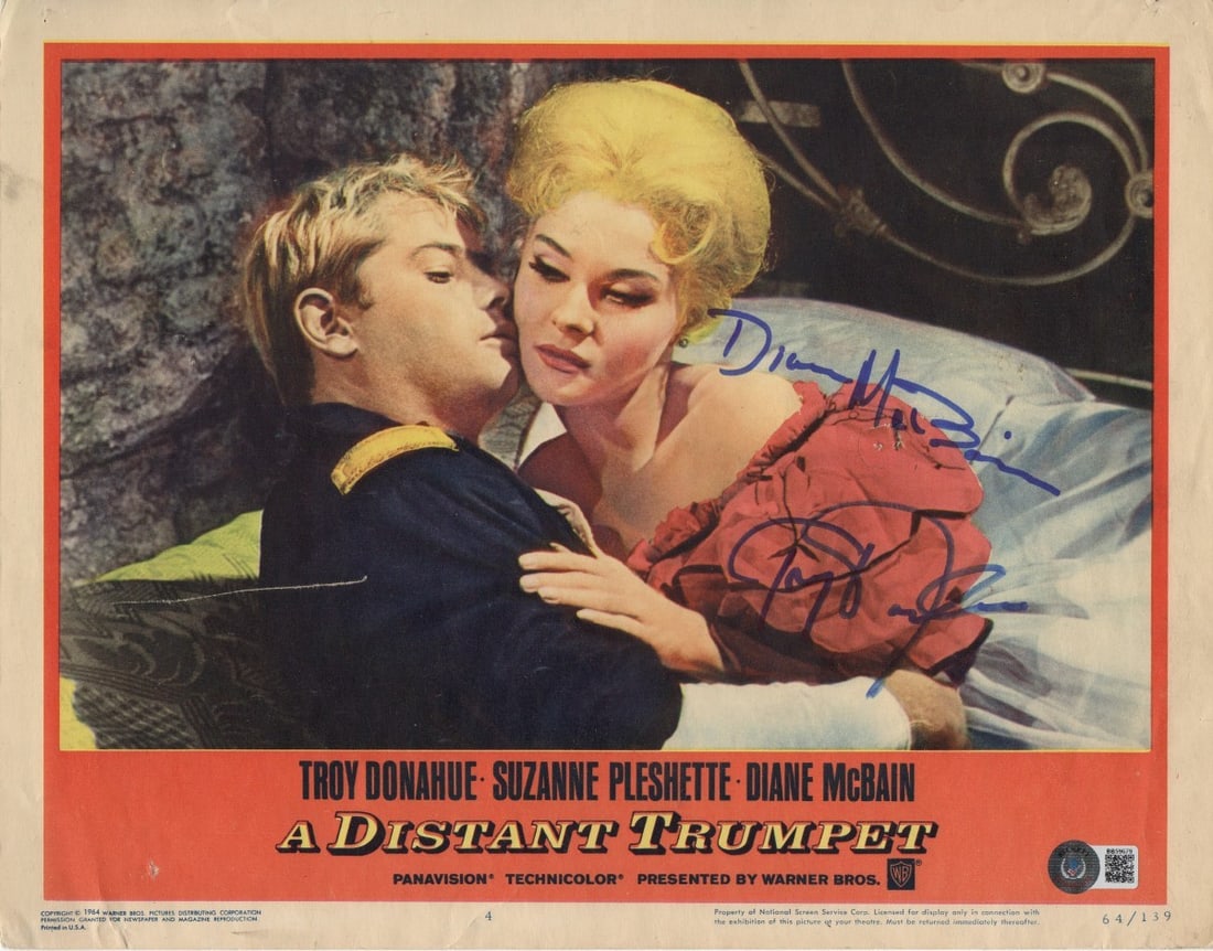 Troy Donahue Diane McBain 11x14 Signed Lobby Card Beckett Authenticated: Troy Donahue Diane McBain 11x14 Signed Lobby Card Beckett Authenticated This is an authentic 11x14 lobby card photograph signed by Troy Donahue and Diane McBain, featuring their notable appearances in
