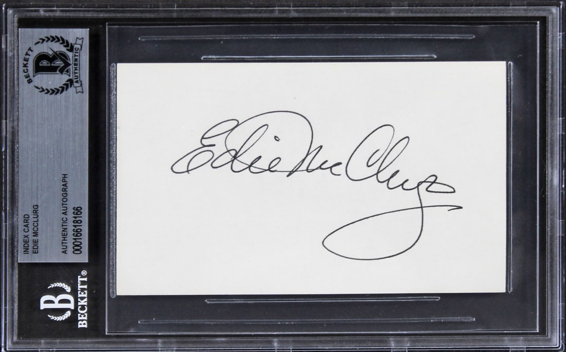 Beckett slabbed Edie McClurg signed 3x5 index card Ferris Bueller's Day Off (1 of 2)