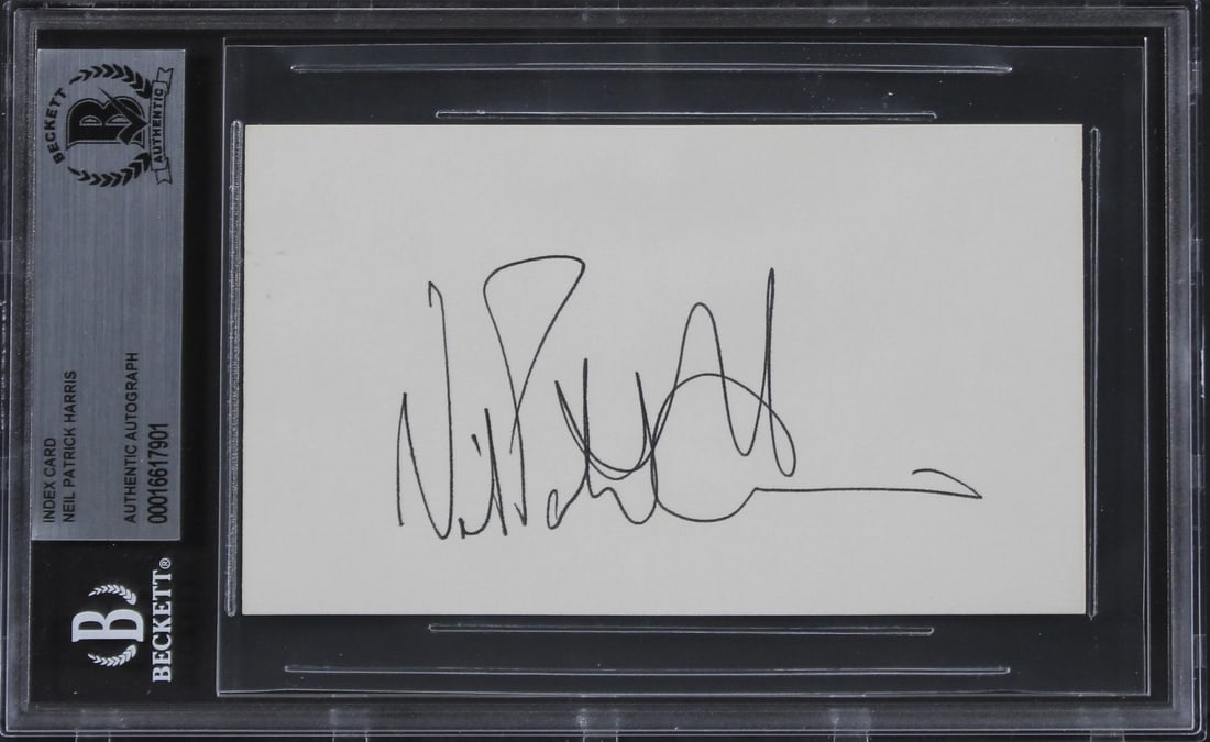 Beckett Authenticated Neil Patrick Harris Autographed 3x5 Card Slabbed How I Met Your Mother (1 of 5)