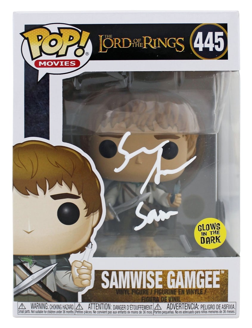 Sean Astin signed Samwise Gamgee Funko Pop BAS witnessed: Sean Astin signed Samwise Gamgee Funko Pop BAS witnessed This pre-owned Funko Pop Vinyl Figure features Samwise Gamgee (#445) from Lord of the Rings, personally signed by Sean Astin with a white signa